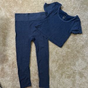 Ribbed Crop Top and Leggings Set